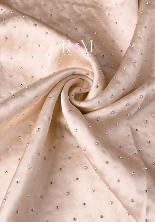 Stone Satin Silk Hijab - Beige